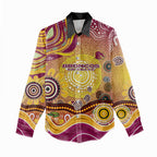 Brisbane Broncos Rugby Women Casual Shirt Australian Aboriginal Dot Painting Style