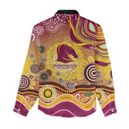 Brisbane Broncos Rugby Women Casual Shirt Australian Aboriginal Dot Painting Style