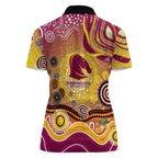 Brisbane Broncos Rugby Women Polo Shirt Australian Aboriginal Dot Painting Style