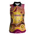 Brisbane Broncos Rugby Women Sleeveless Polo Shirt Australian Aboriginal Dot Painting Style