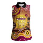 Brisbane Broncos Rugby Women Sleeveless Polo Shirt Australian Aboriginal Dot Painting Style