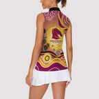 Brisbane Broncos Rugby Women Sleeveless Polo Shirt Australian Aboriginal Dot Painting Style