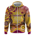 Brisbane Broncos Rugby Zip Hoodie Australian Aboriginal Dot Painting Style