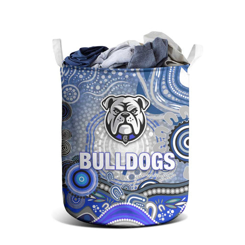 Canterbury Bankstown Bulldogs Rugby Laundry Basket Australian Aboriginal Dot Painting Style