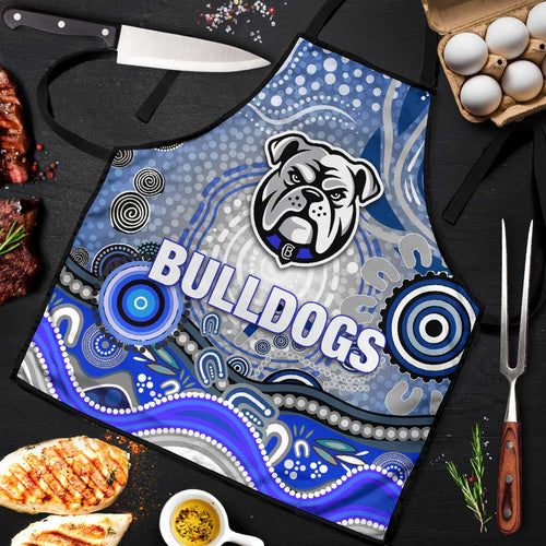 Canterbury Bankstown Bulldogs Rugby Apron Australian Aboriginal Dot Painting Style