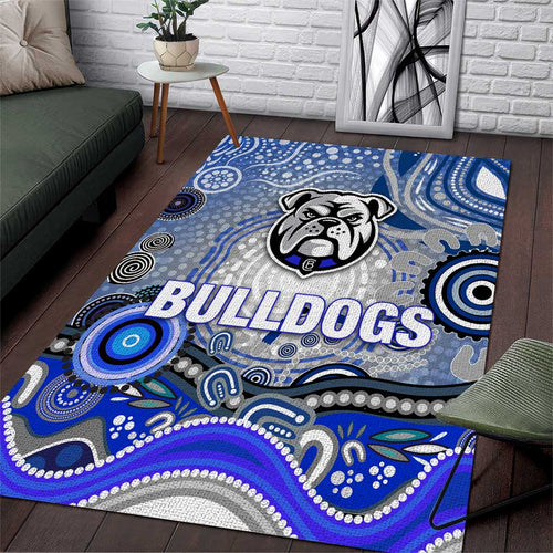 Canterbury Bankstown Bulldogs Rugby Area Rug Australian Aboriginal Dot Painting Style