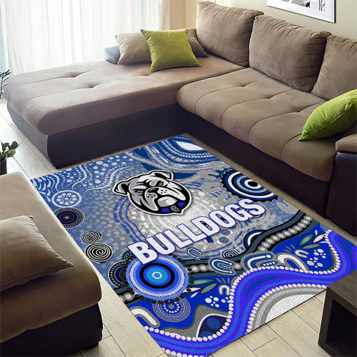 Canterbury Bankstown Bulldogs Rugby Area Rug Australian Aboriginal Dot Painting Style