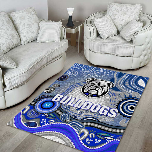 Canterbury Bankstown Bulldogs Rugby Area Rug Australian Aboriginal Dot Painting Style