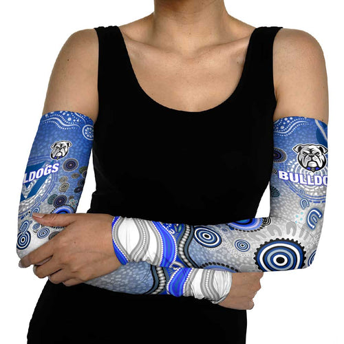 Canterbury Bankstown Bulldogs Rugby Arm Sleeves Australian Aboriginal Dot Painting Style
