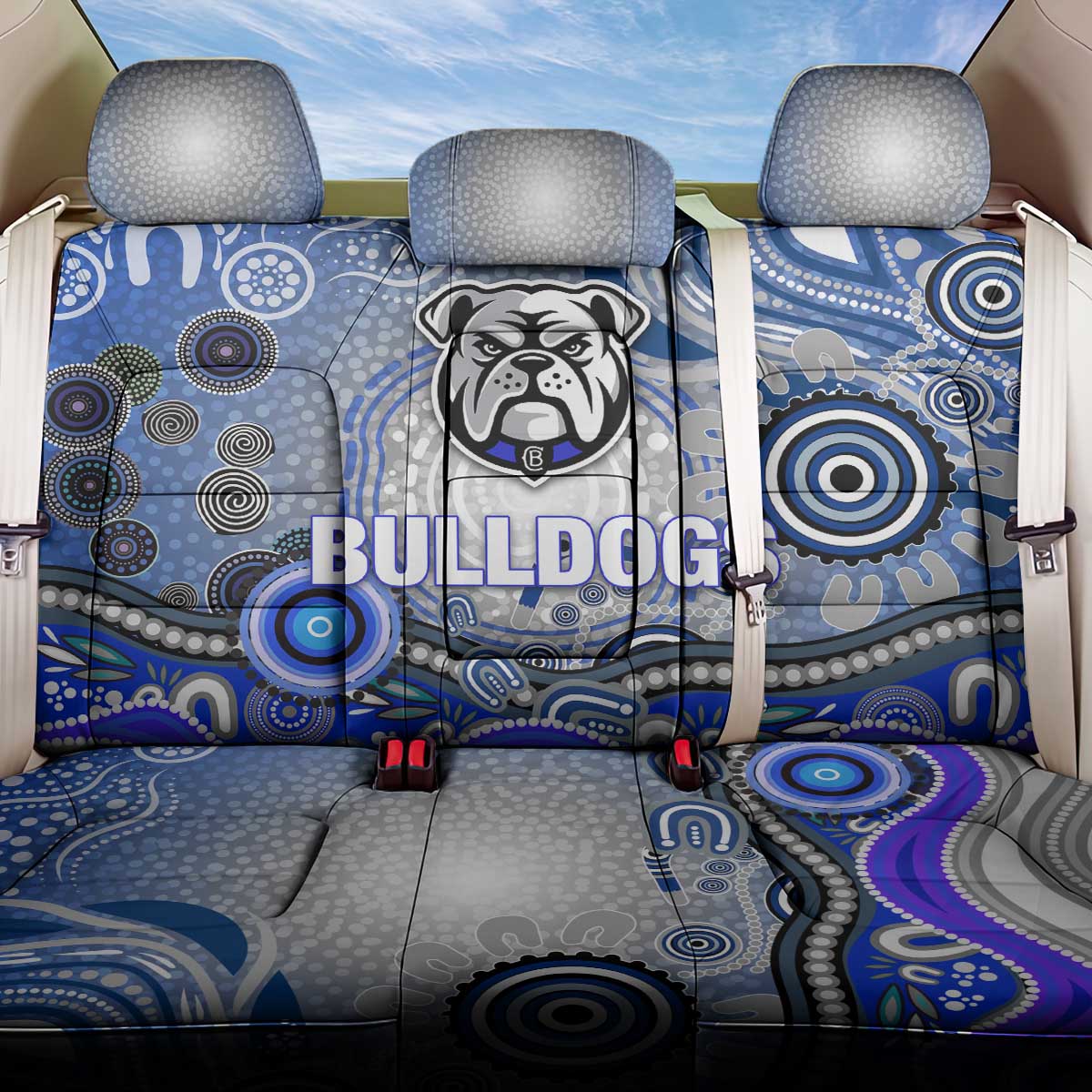 Canterbury Bankstown Bulldogs Rugby Back Car Seat Cover Australian Aboriginal Dot Painting Style