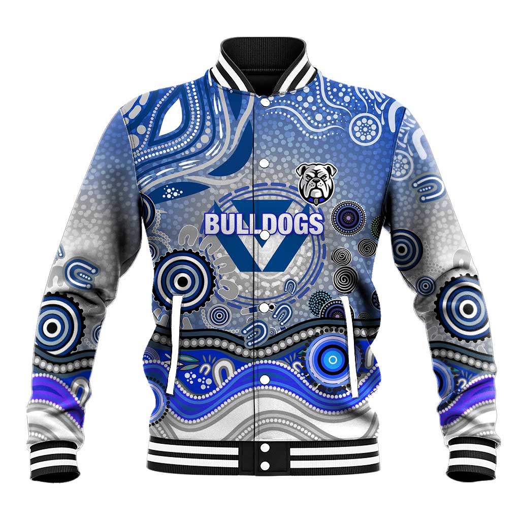 Canterbury Bankstown Bulldogs Rugby Baseball Jacket Australian Aboriginal Dot Painting Style