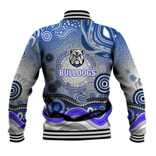 Canterbury Bankstown Bulldogs Rugby Baseball Jacket Australian Aboriginal Dot Painting Style
