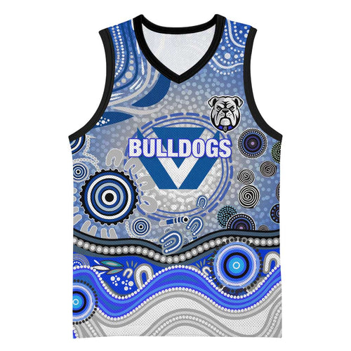 Canterbury Bankstown Bulldogs Rugby Basketball Jersey Australian Aboriginal Dot Painting Style
