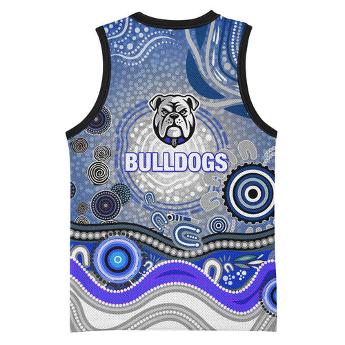 Canterbury Bankstown Bulldogs Rugby Basketball Jersey Australian Aboriginal Dot Painting Style