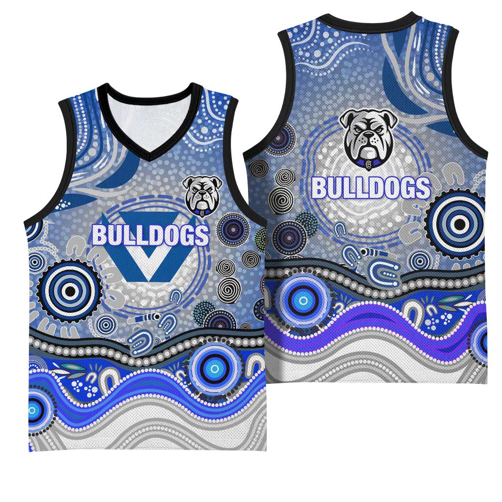 Canterbury Bankstown Bulldogs Rugby Basketball Jersey Australian Aboriginal Dot Painting Style