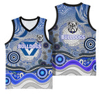 Canterbury Bankstown Bulldogs Rugby Basketball Jersey Australian Aboriginal Dot Painting Style