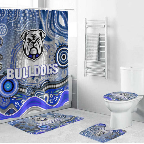 Canterbury Bankstown Bulldogs Rugby Bathroom Set Australian Aboriginal Dot Painting Style