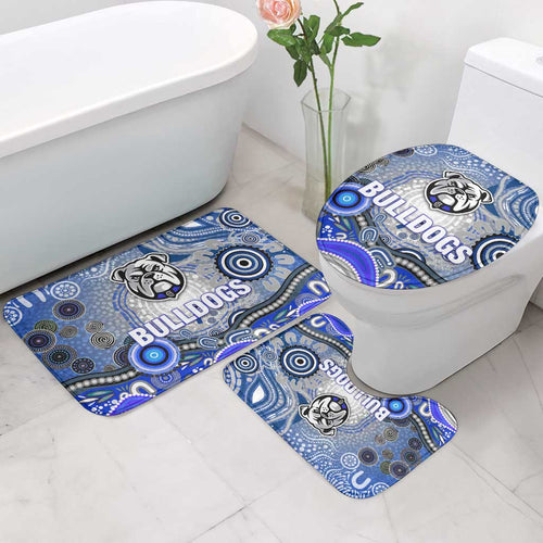 Canterbury Bankstown Bulldogs Rugby Bathroom Set Australian Aboriginal Dot Painting Style