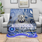 Canterbury Bankstown Bulldogs Rugby Blanket Australian Aboriginal Dot Painting Style