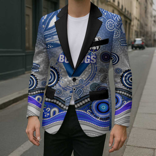 Canterbury Bankstown Bulldogs Rugby Blazer Australian Aboriginal Dot Painting Style