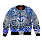 Canterbury Bankstown Bulldogs Rugby Bomber Jacket Australian Aboriginal Dot Painting Style