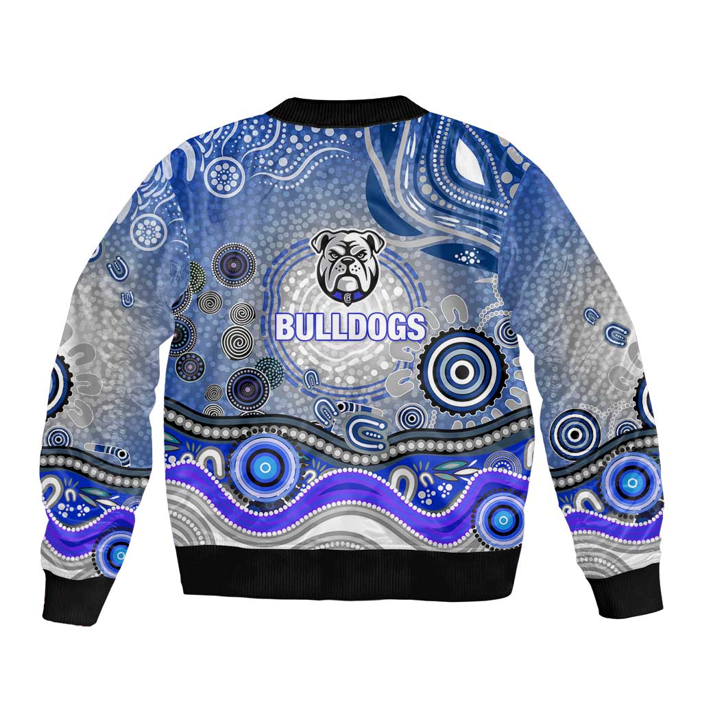 Canterbury Bankstown Bulldogs Rugby Bomber Jacket Australian Aboriginal Dot Painting Style