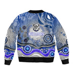 Canterbury Bankstown Bulldogs Rugby Bomber Jacket Australian Aboriginal Dot Painting Style