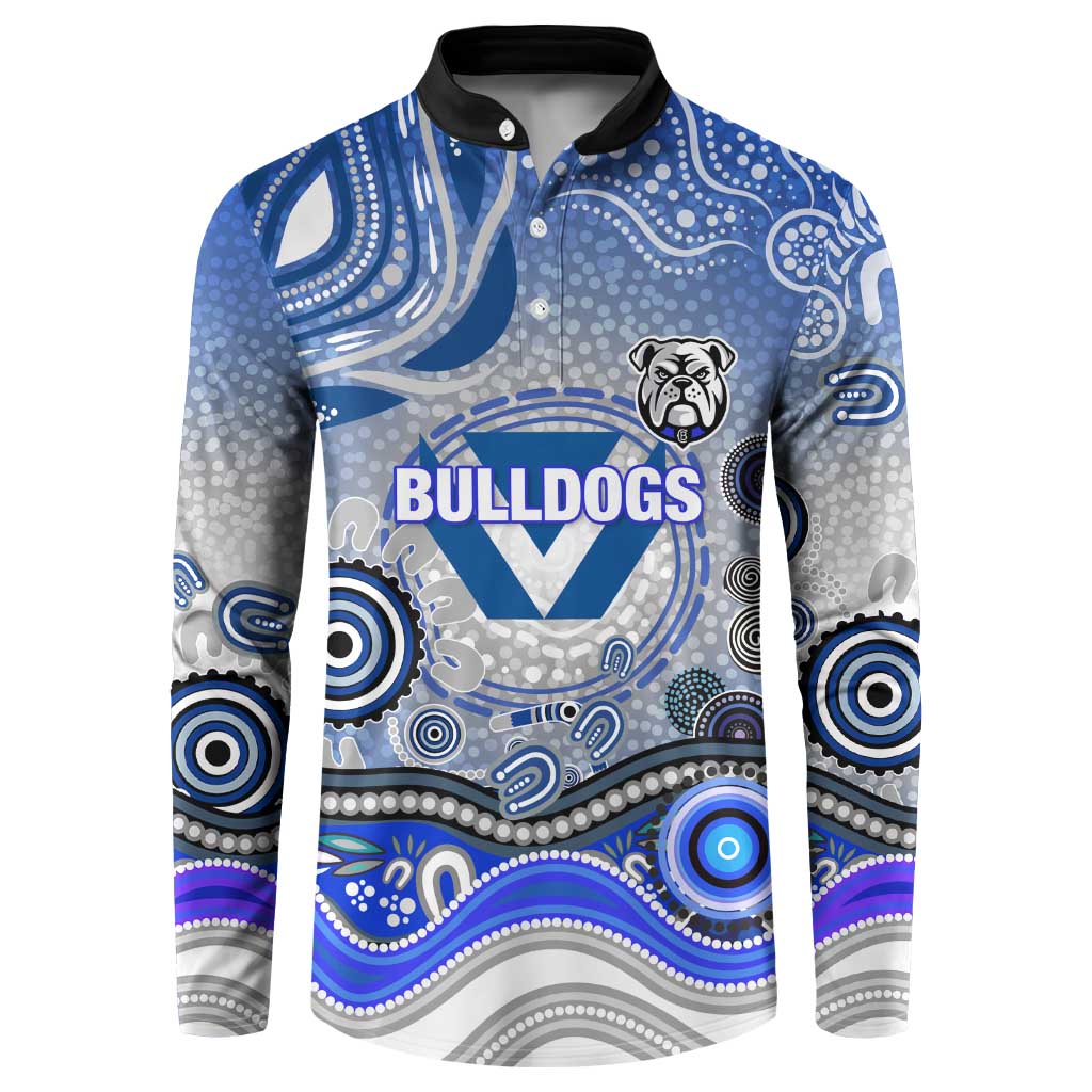 Canterbury Bankstown Bulldogs Rugby Button Sweatshirt Australian Aboriginal Dot Painting Style