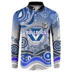 Canterbury Bankstown Bulldogs Rugby Button Sweatshirt Australian Aboriginal Dot Painting Style