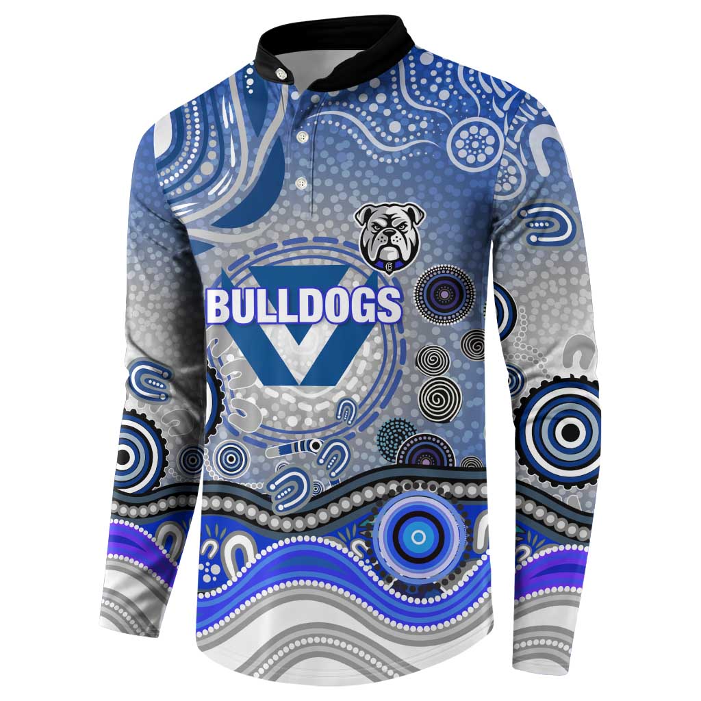 Canterbury Bankstown Bulldogs Rugby Button Sweatshirt Australian Aboriginal Dot Painting Style
