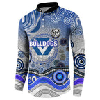 Canterbury Bankstown Bulldogs Rugby Button Sweatshirt Australian Aboriginal Dot Painting Style