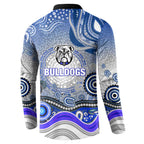 Canterbury Bankstown Bulldogs Rugby Button Sweatshirt Australian Aboriginal Dot Painting Style