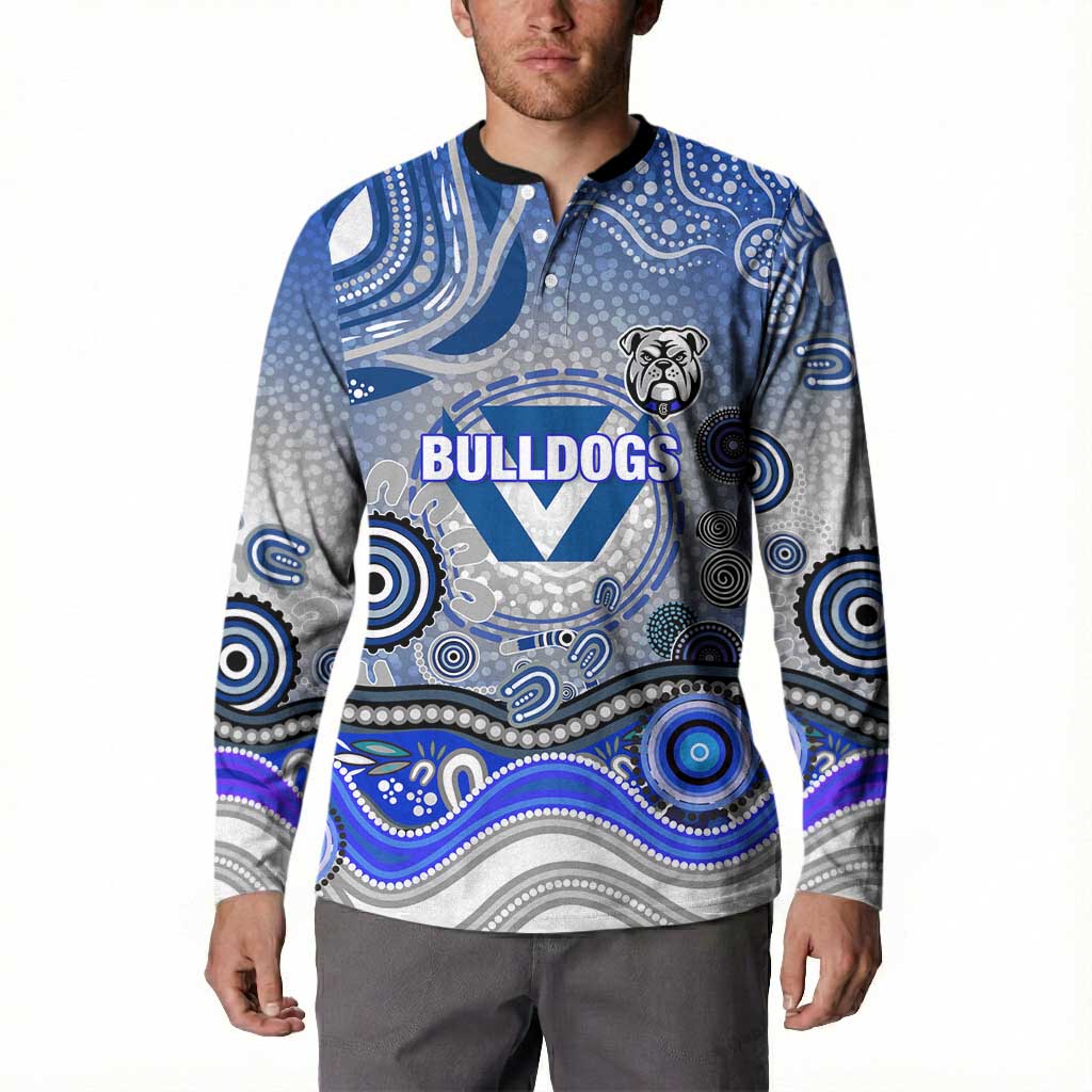 Canterbury Bankstown Bulldogs Rugby Button Sweatshirt Australian Aboriginal Dot Painting Style