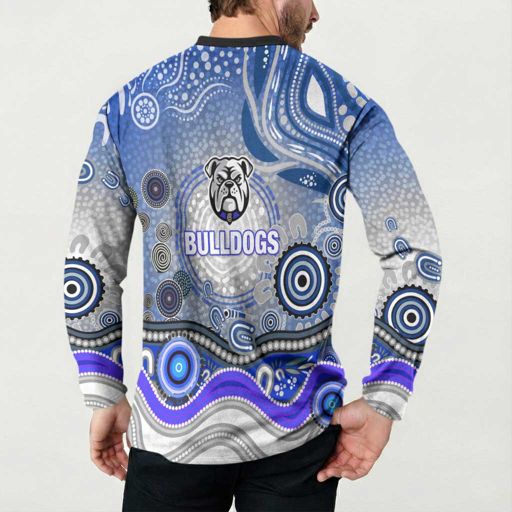 Canterbury Bankstown Bulldogs Rugby Button Sweatshirt Australian Aboriginal Dot Painting Style