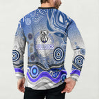 Canterbury Bankstown Bulldogs Rugby Button Sweatshirt Australian Aboriginal Dot Painting Style
