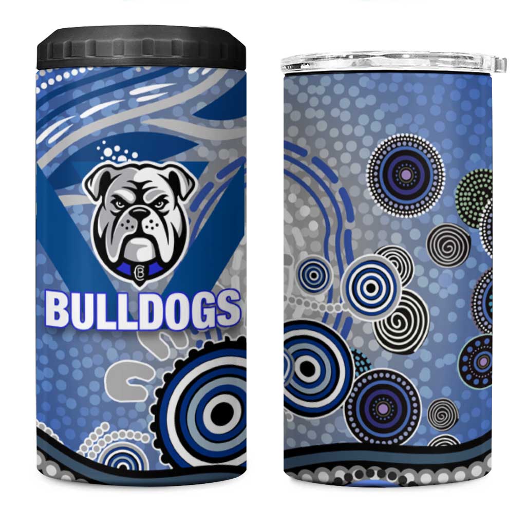 Canterbury Bankstown Bulldogs Rugby 4 in 1 Can Cooler Tumbler Australian Aboriginal Dot Painting Style