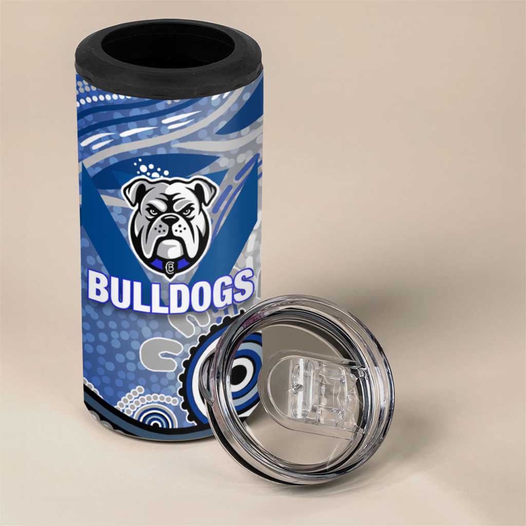 Canterbury Bankstown Bulldogs Rugby 4 in 1 Can Cooler Tumbler Australian Aboriginal Dot Painting Style