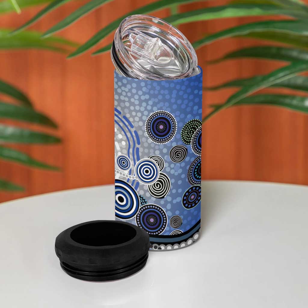 Canterbury Bankstown Bulldogs Rugby 4 in 1 Can Cooler Tumbler Australian Aboriginal Dot Painting Style