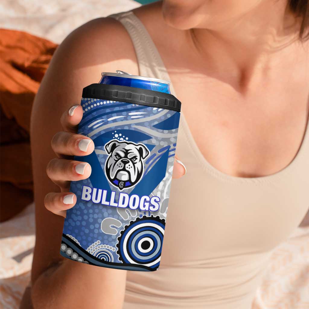 Canterbury Bankstown Bulldogs Rugby 4 in 1 Can Cooler Tumbler Australian Aboriginal Dot Painting Style