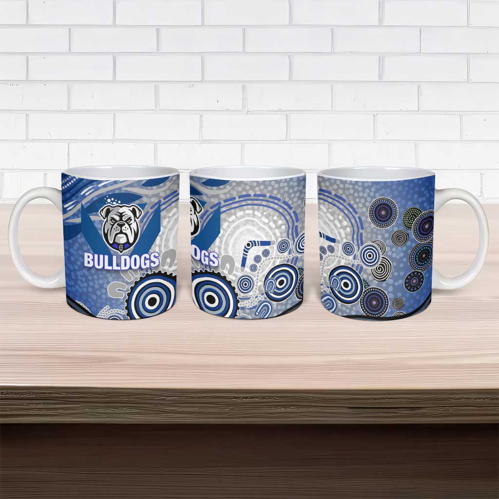 Canterbury Bankstown Bulldogs Rugby Ceramic Mug Australian Aboriginal Dot Painting Style