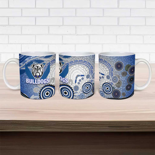 Canterbury Bankstown Bulldogs Rugby Ceramic Mug Australian Aboriginal Dot Painting Style