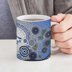 Canterbury Bankstown Bulldogs Rugby Ceramic Mug Australian Aboriginal Dot Painting Style