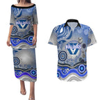Canterbury Bankstown Bulldogs Rugby Couples Matching Puletasi and Hawaiian Shirt Australian Aboriginal Dot Painting Style