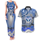 Canterbury Bankstown Bulldogs Rugby Couples Matching Tank Maxi Dress and Hawaiian Shirt Australian Aboriginal Dot Painting Style