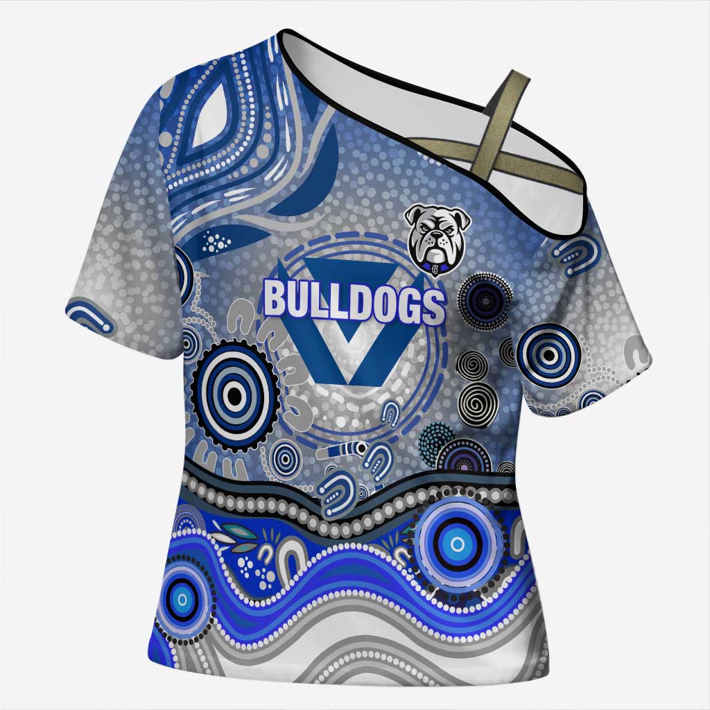 Canterbury Bankstown Bulldogs Rugby Cross Shoulder Shirt Australian Aboriginal Dot Painting Style
