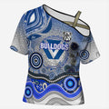 Canterbury Bankstown Bulldogs Rugby Cross Shoulder Shirt Australian Aboriginal Dot Painting Style