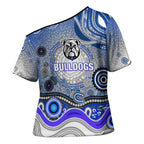 Canterbury Bankstown Bulldogs Rugby Cross Shoulder Shirt Australian Aboriginal Dot Painting Style