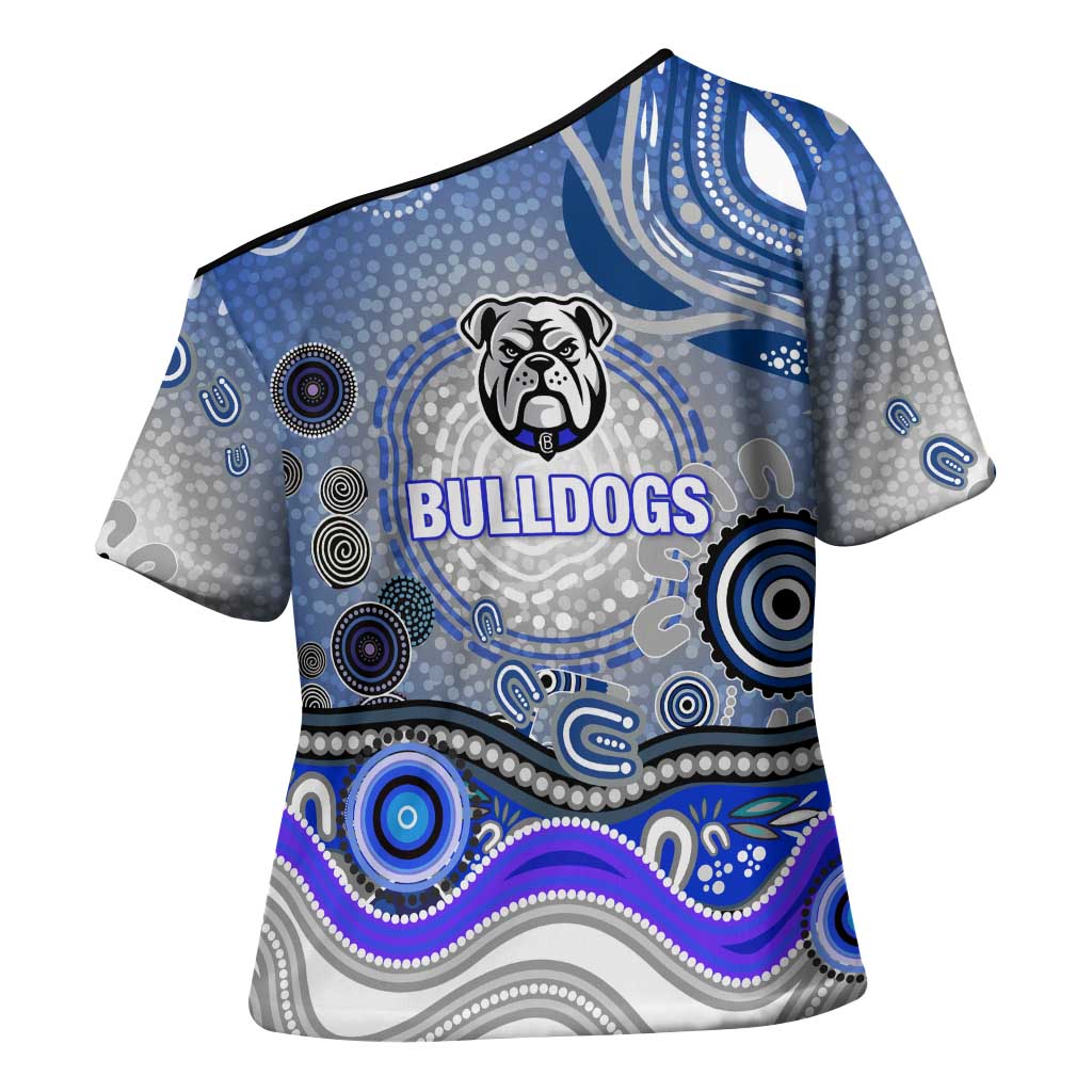 Canterbury Bankstown Bulldogs Rugby Cross Shoulder Shirt Australian Aboriginal Dot Painting Style