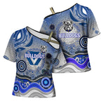 Canterbury Bankstown Bulldogs Rugby Cross Shoulder Shirt Australian Aboriginal Dot Painting Style