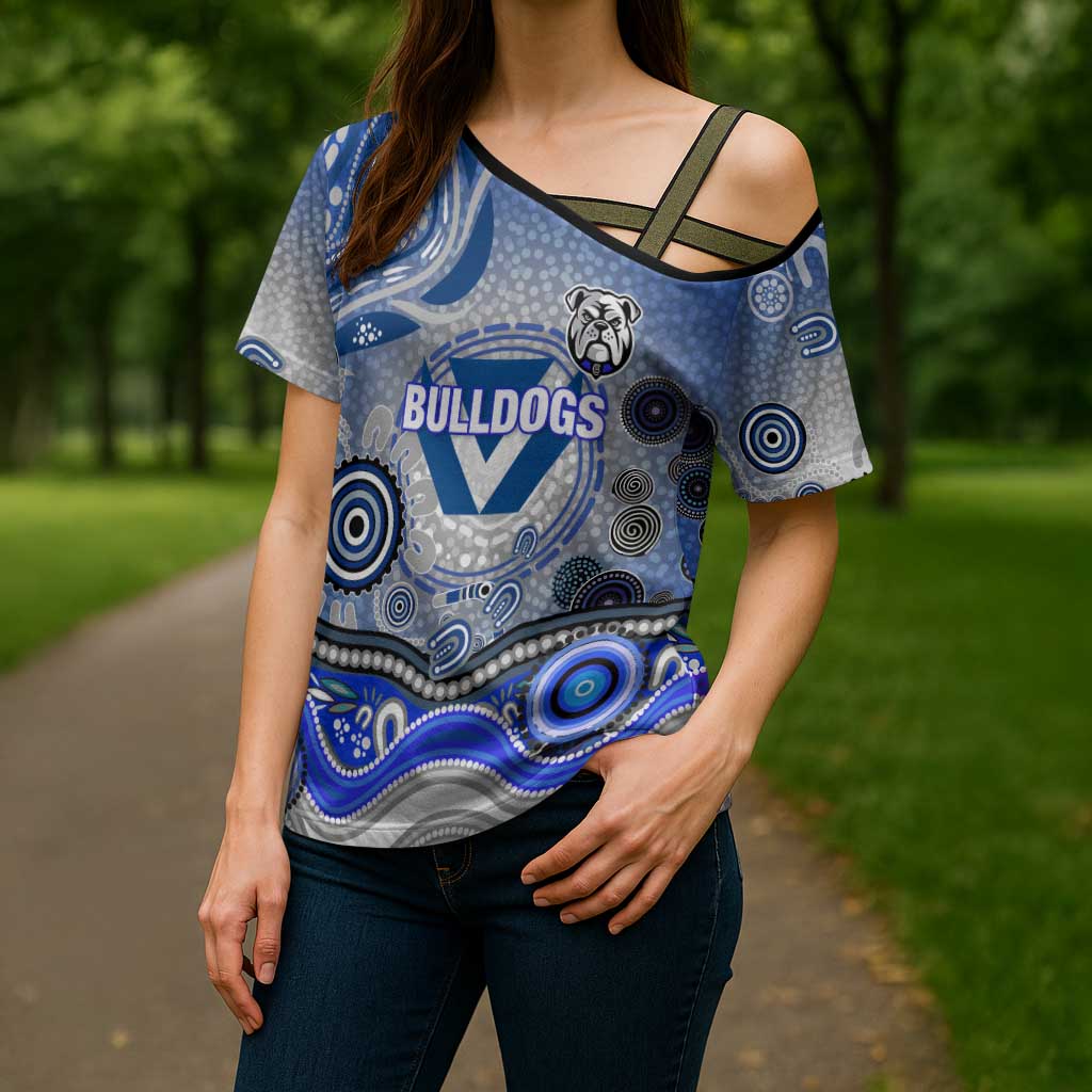 Canterbury Bankstown Bulldogs Rugby Cross Shoulder Shirt Australian Aboriginal Dot Painting Style
